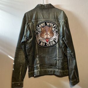 Red squad denim jacket